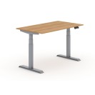 Výškovo nastaviteľný stôl PRIMO ADAPT, elektrický, 1400 x 800 x 625-1275 mm, buk, sivá podnož