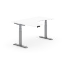 Výškovo nastaviteľný stôl PRIMO ADAPT, elektrický, 1600 x 1200 x 625-1275 mm, ergonomický ľavý, biela, sivá podnož