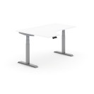 Výškovo nastaviteľný stôl PRIMO ADAPT, elektrický, 1600 x 1200 x 625-1275 mm, ergonomický ľavý, biela, sivá podnož