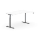 Výškovo nastaviteľný stôl PRIMO ADAPT, elektrický, 1600 x 1200 x 625-1275 mm, ergonomický pravý, biela, sivá podnož