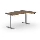 Výškovo nastaviteľný stôl PRIMO ADAPT, elektrický, 1600 x 1200 x 625-1275 mm, ergonomický pravý, doska 1600 x 1200 mm, orech, sivá podnož