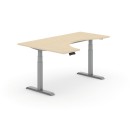 Výškovo nastaviteľný stôl PRIMO ADAPT, elektrický, 1800 x 1200 x 625-1275 mm, ergonomický ľavý, breza, sivá podnož
