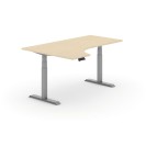 Výškovo nastaviteľný stôl PRIMO ADAPT, elektrický, 1800 x 1200 x 625-1275 mm, ergonomický ľavý, breza, sivá podnož