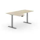 Výškovo nastaviteľný stôl PRIMO ADAPT, elektrický, 1800 x 1200 x 625-1275 mm, ergonomický ľavý, dub, sivá podnož