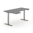 Výškovo nastaviteľný stôl PRIMO ADAPT, elektrický, 1800 x 1200 x 625-1275 mm, ergonomický pravý, antracit, sivá podnož