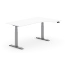 Výškovo nastaviteľný stôl PRIMO ADAPT, elektrický, 1800 x 1200 x 625-1275 mm, ergonomický pravý, biela, sivá podnož