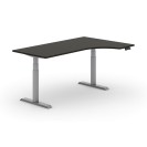 Výškovo nastaviteľný stôl PRIMO ADAPT, elektrický, 1800 x 1200 x 625-1275 mm, ergonomický pravý, doska 1800 x 1200 mm, wenge, sivá podnož