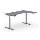 Výškovo nastaviteľný stôl PRIMO ADAPT, elektrický, 1800 x 1200 x 625-1275 mm, ergonomický pravý, grafit, sivá podnož