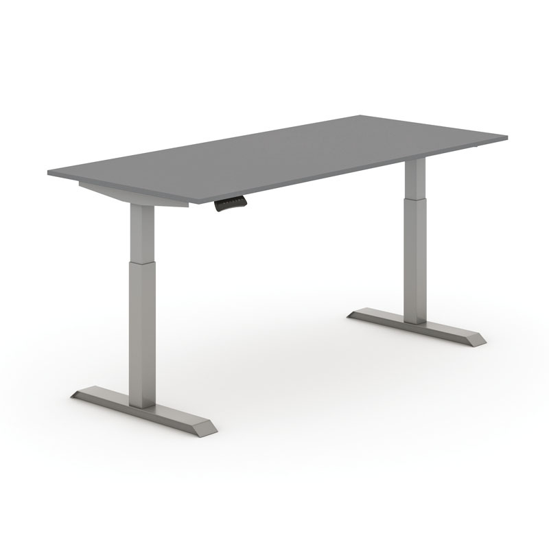 Výškovo nastaviteľný stôl PRIMO ADAPT,, elektrický, 1800 x 800 x 625-1275 mm, grafit, sivá podnož
