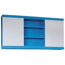 Závesná skrinka do dielne GÜDE, 600 x 1190 x 200 mm, 2 dvere + perforovaný panel na náradie, 6 políc, modrá
