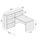 Zestaw mebli biurowych single SEGMENT, 3 półki, lewy, biały / grafit