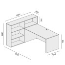 Zestaw mebli biurowych single SEGMENT, 3 półki, lewy, dąb naturalny / biały