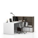 Zestaw mebli biurowych single SEGMENT, 3 półki, prawy, biały / dąb bejcowany