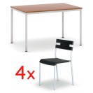 Zestaw stół 1200 m + 4 plastikowe krzesła LINDY czarne GRATIS