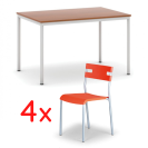 Zestaw stół 1200 m + 4 plastikowe krzesła LINDY pomarańczowe GRATIS