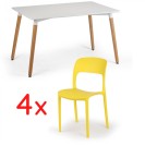 Zestaw - Stół do jadalni 120 x 80 + 4x krzesło plastikowe REFRESCO żółte