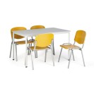 Zestaw stół do jadalni i stołówki, 1200 x 800mm, szary + 4 krzesła drewniane ISO