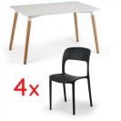 Zostava - Jedálenský stôl 120x80 + 4x plastová stolička REFRESCO čierna