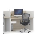 Zostava kancelárskeho stola FUTURE s paravánmi, biela/dub
