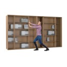 Zweireihiges Schiebe-Bücherregal DOUBLE, 1800 x 700 x 2000 mm, weiß