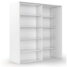 Zweireihiges Schiebe-Bücherregal DOUBLE, 1800 x 700 x 2000 mm, weiß