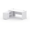 Tisch mit Schrank MIRELLI 1600 x 1600 x 750 mm, links, Weiß