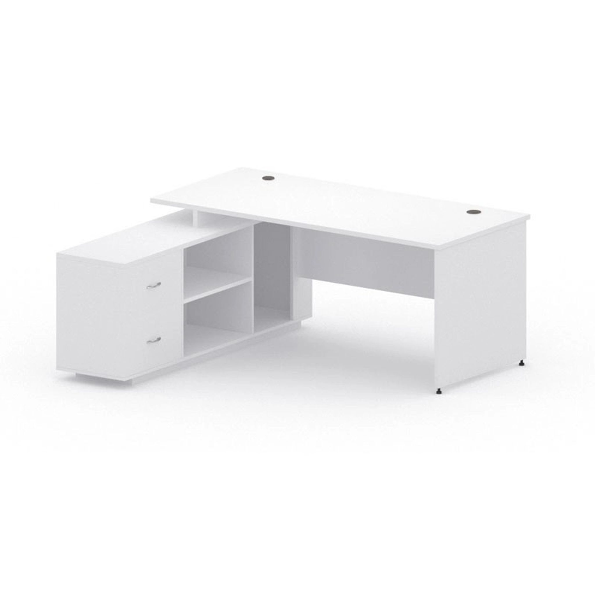 Tisch mit Schrank MIRELLI 1600 x 1600 x 750 mm, links, Weiß