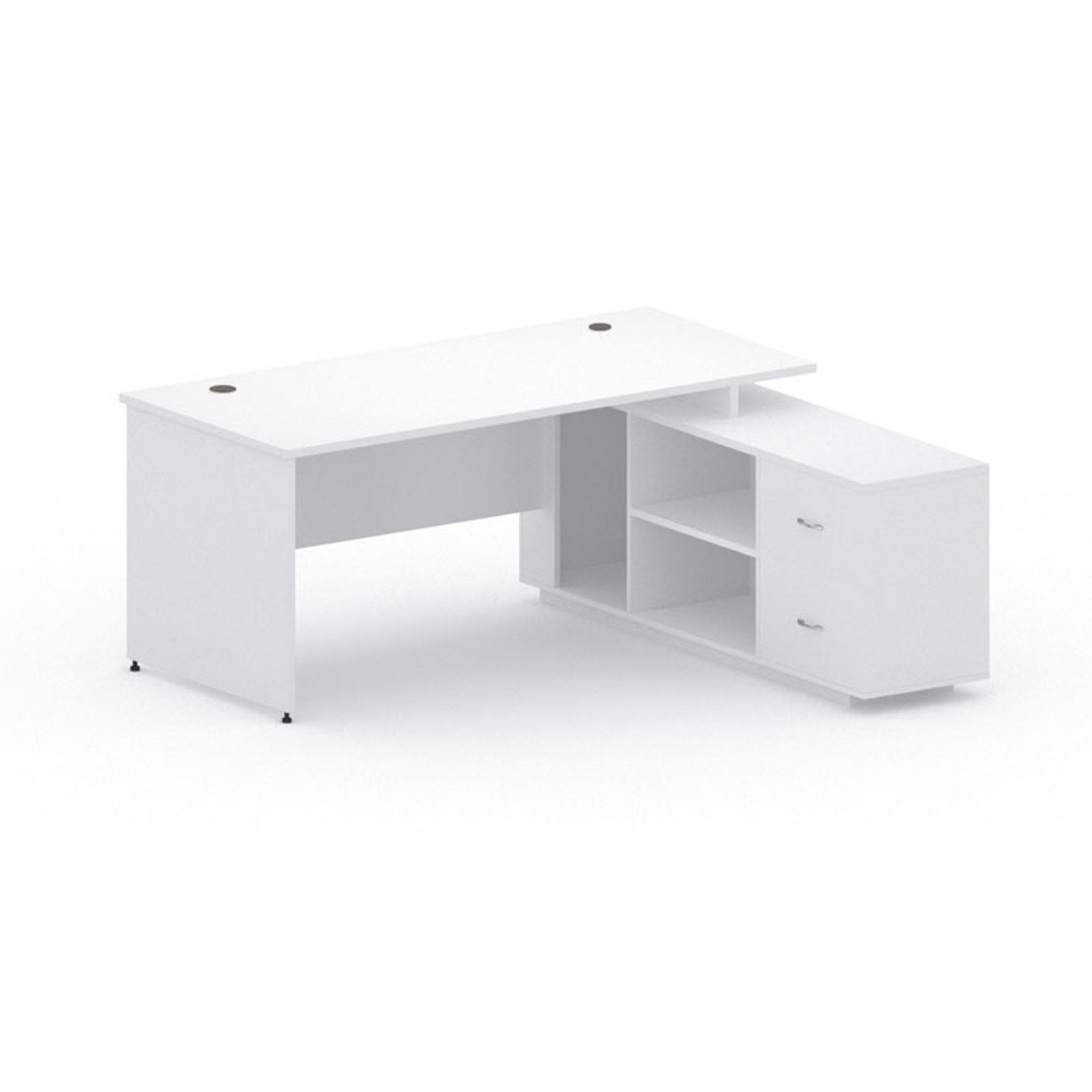 Tisch mit Schrank MIRELLI 1600 x 1600 x 750 mm, rechts, Weiß