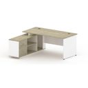 Tisch mit Schrank MIRELLI A+ 1600 x 1600 x 750 mm, links, Weiß/Eiche sonoma