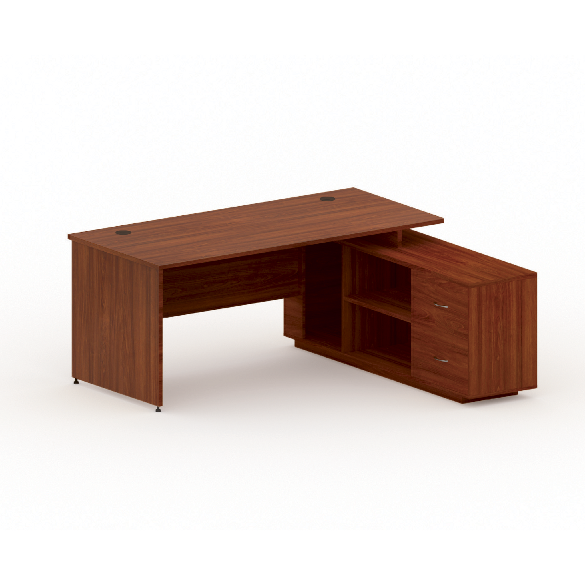 Tisch mit Schrank MIRELLI A+ 1600 x 1600 x 750 mm, rechts, Nussbaum