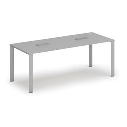 Tisch PRIMO INFINITY 2000 x 900 x 750, grau + 2x Tischsteckdose TYP III, silber