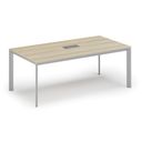 Tisch PRIMO INVITATION 2400 x 1200 x 740, Eiche natur + Tischsteckdose TYP I, silber