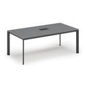 Tisch PRIMO INVITATION 2400 x 1200 x 740, graphit + Tischsteckdose TYP VI, schwarz