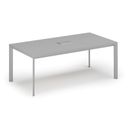 Tisch PRIMO INVITATION 2400 x 1200 x 740, grau + Tischsteckdose TYP III, silber