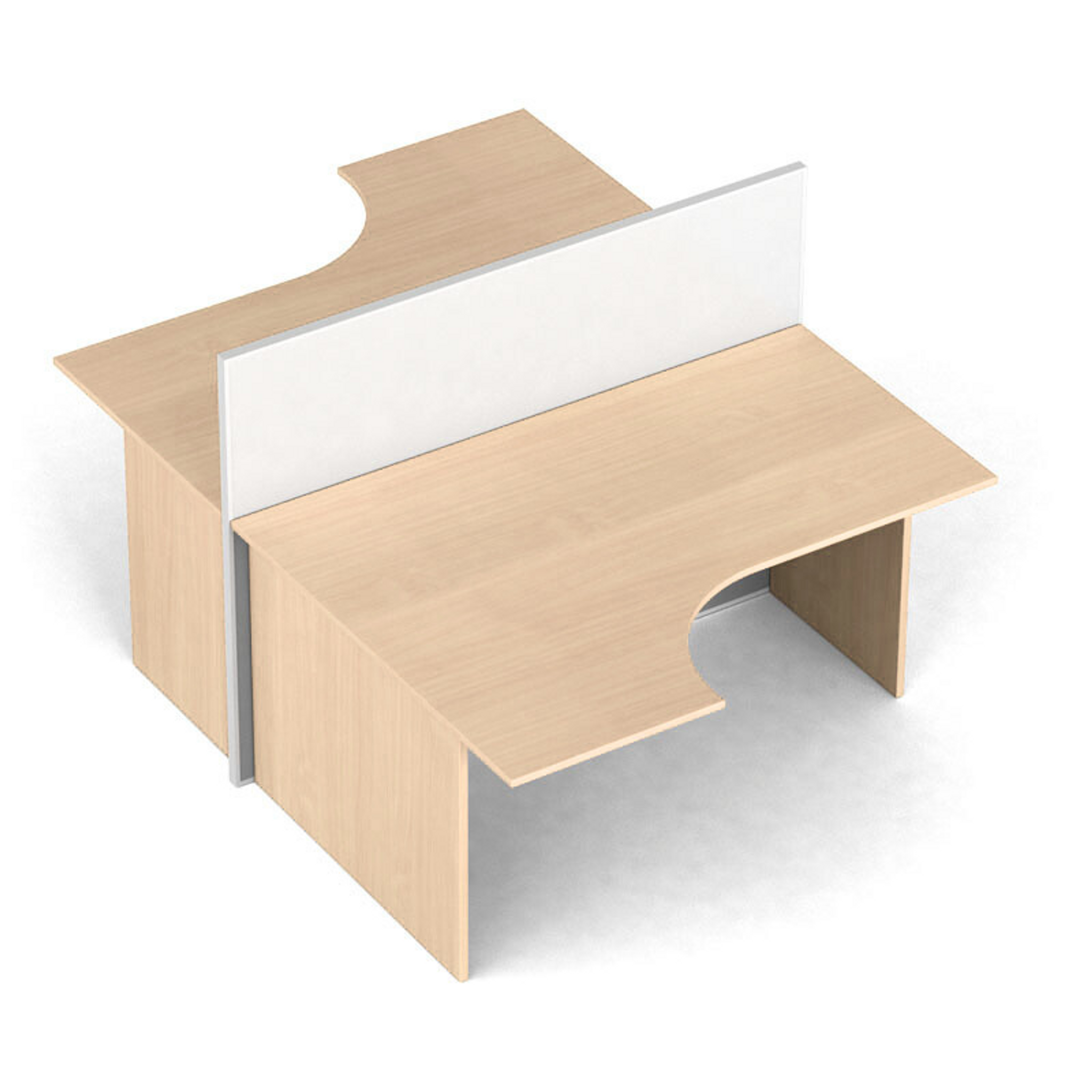 Set von Bürotrennwänden mit ergonomischem Tisch PRIMO, geöffnet, magnetisch, 2 Plätze