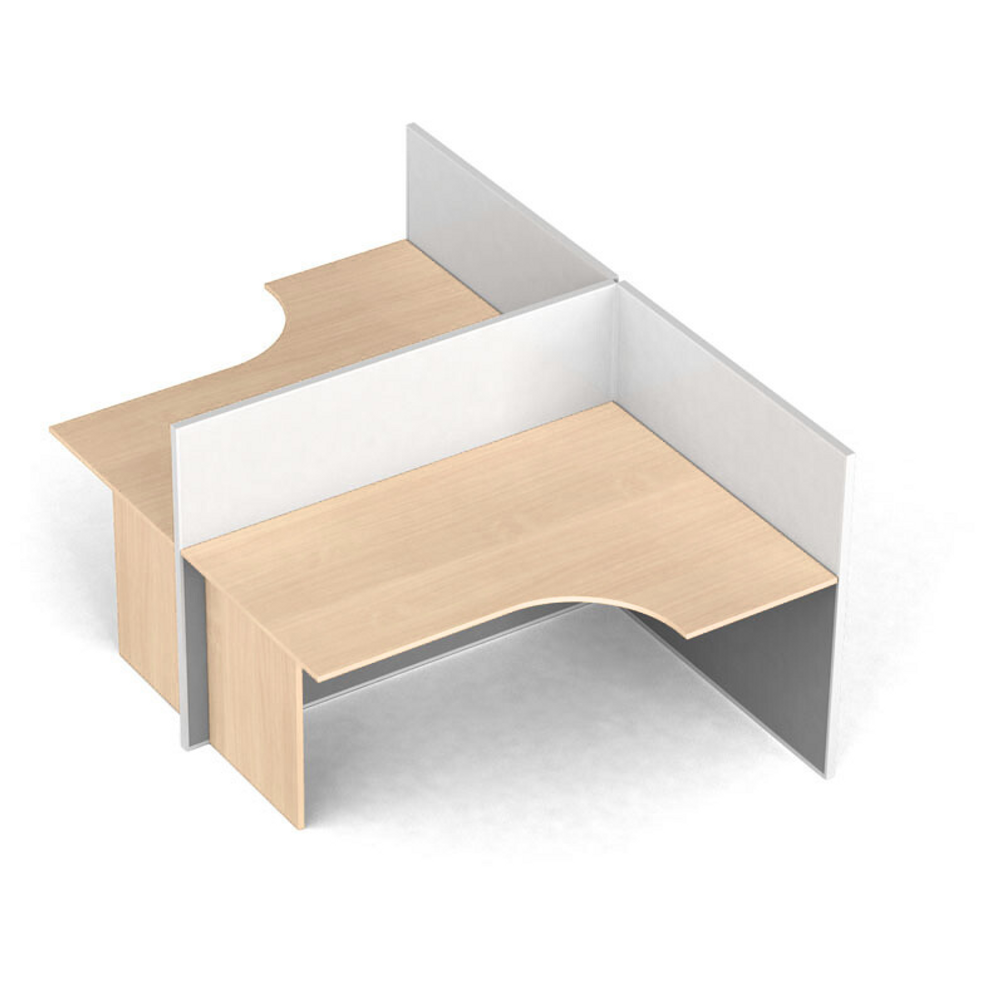 Set von Bürotrennwänden mit ergonomischem Tisch PRIMO, T-Form, magnetisch, 2 Plätze