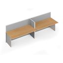 Tischtrennwand-Set mit geradem Tisch PRIMO, geöffnet, Textil, 2 Plätze, grau/Buche