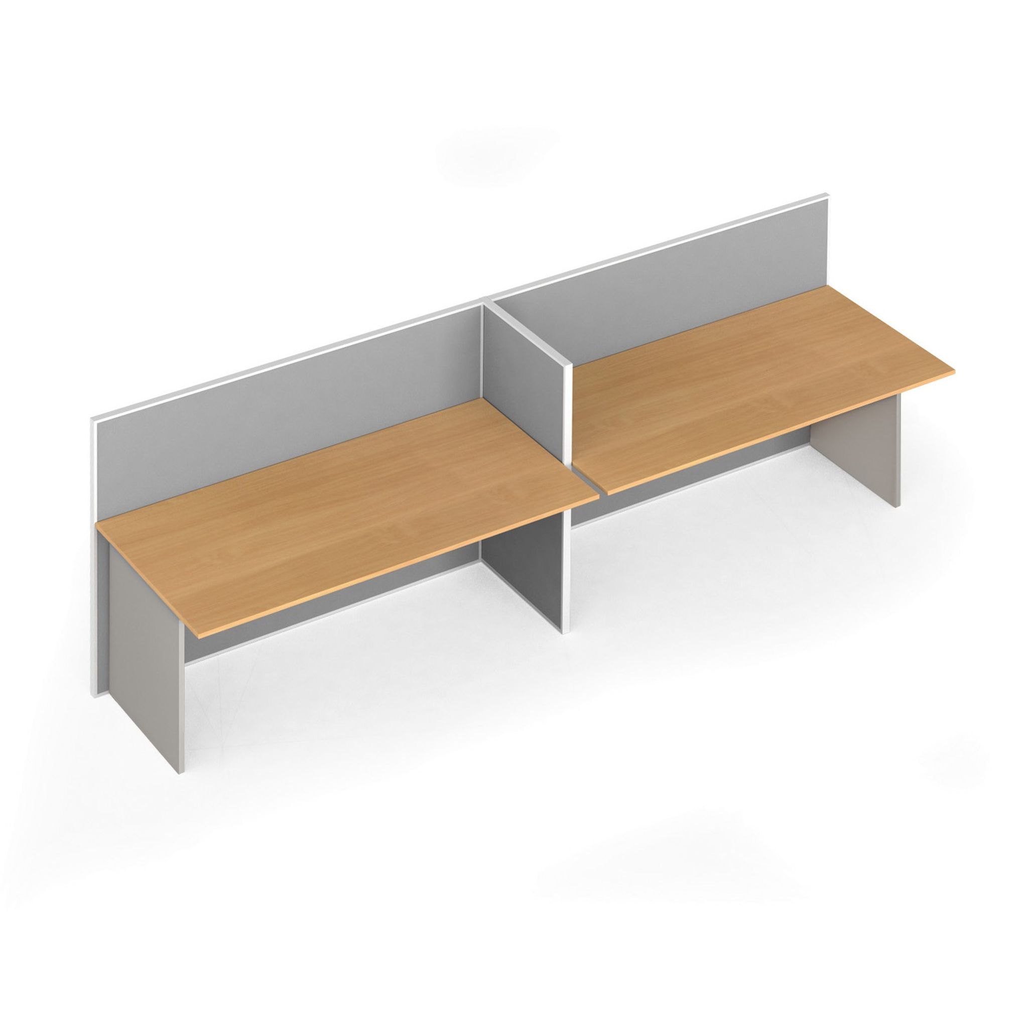 Tischtrennwand-Set mit geradem Tisch PRIMO, geöffnet, Textil, 2 Plätze, grau/Buche
