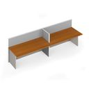 Tischtrennwand-Set mit geradem Tisch PRIMO, geöffnet, Textil, 2 Plätze, grau/Kirschbaum