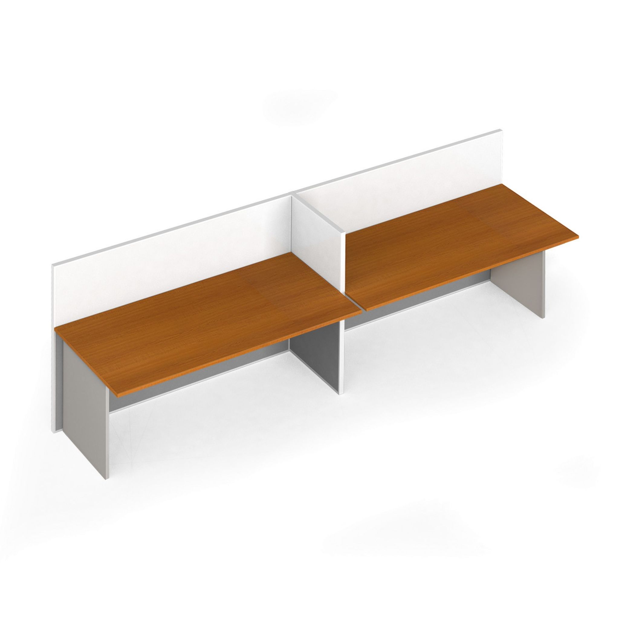 Tischtrennwand-Set mit geradem Tisch PRIMO, offen, magnetisch, 2 Plätze, grau/Kirschbaum