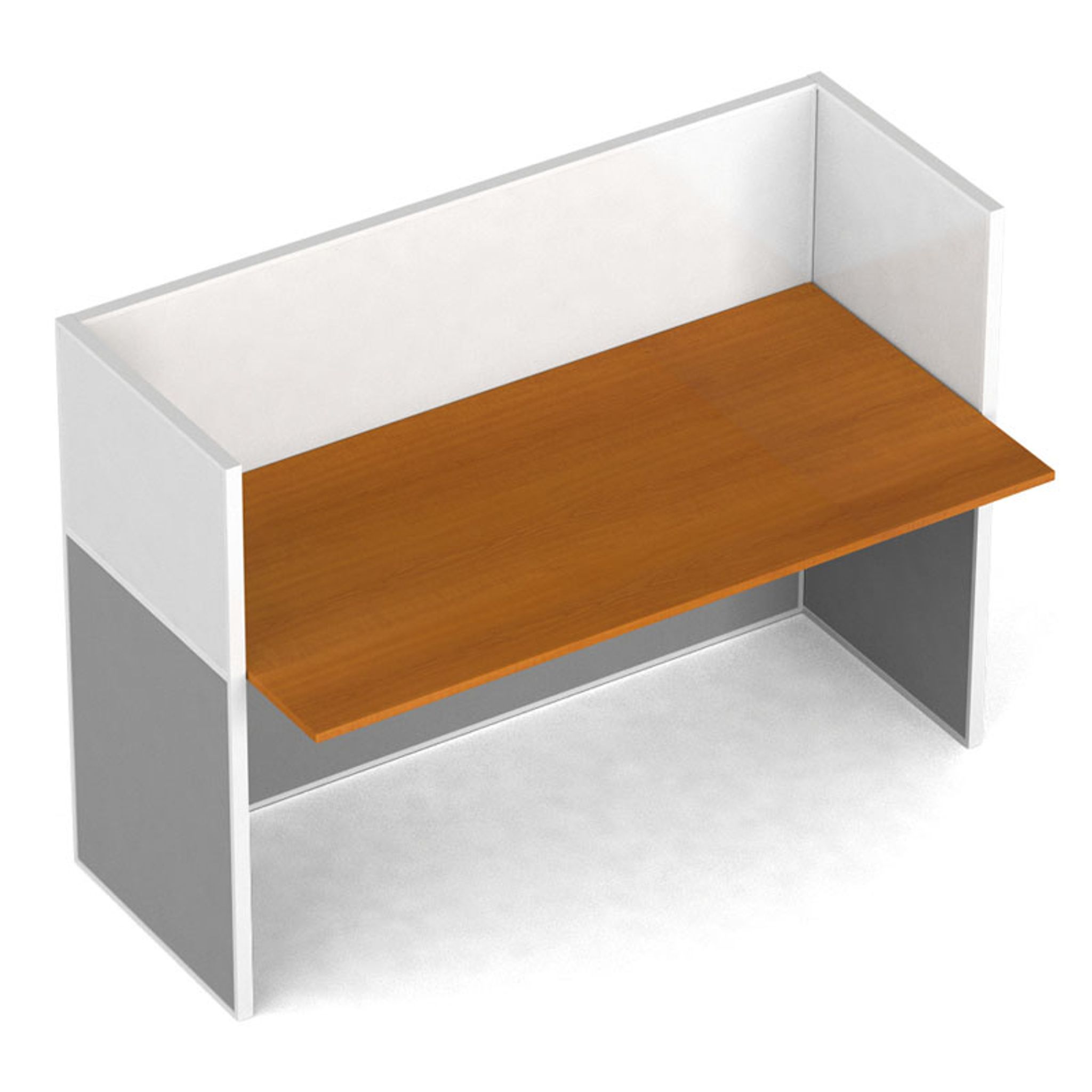 Tischtrennwand-Set mit Tisch PRIMO, magnetisch, 1 Platz, grau/Kirschbaum