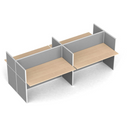 Tischtrennwand-Set mit Tisch PRIMO, Textil, 4 Plätze, grau/Birke