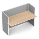 Tischtrennwand-Set mit Tisch, Textil, 1 Platz, grau/Birke