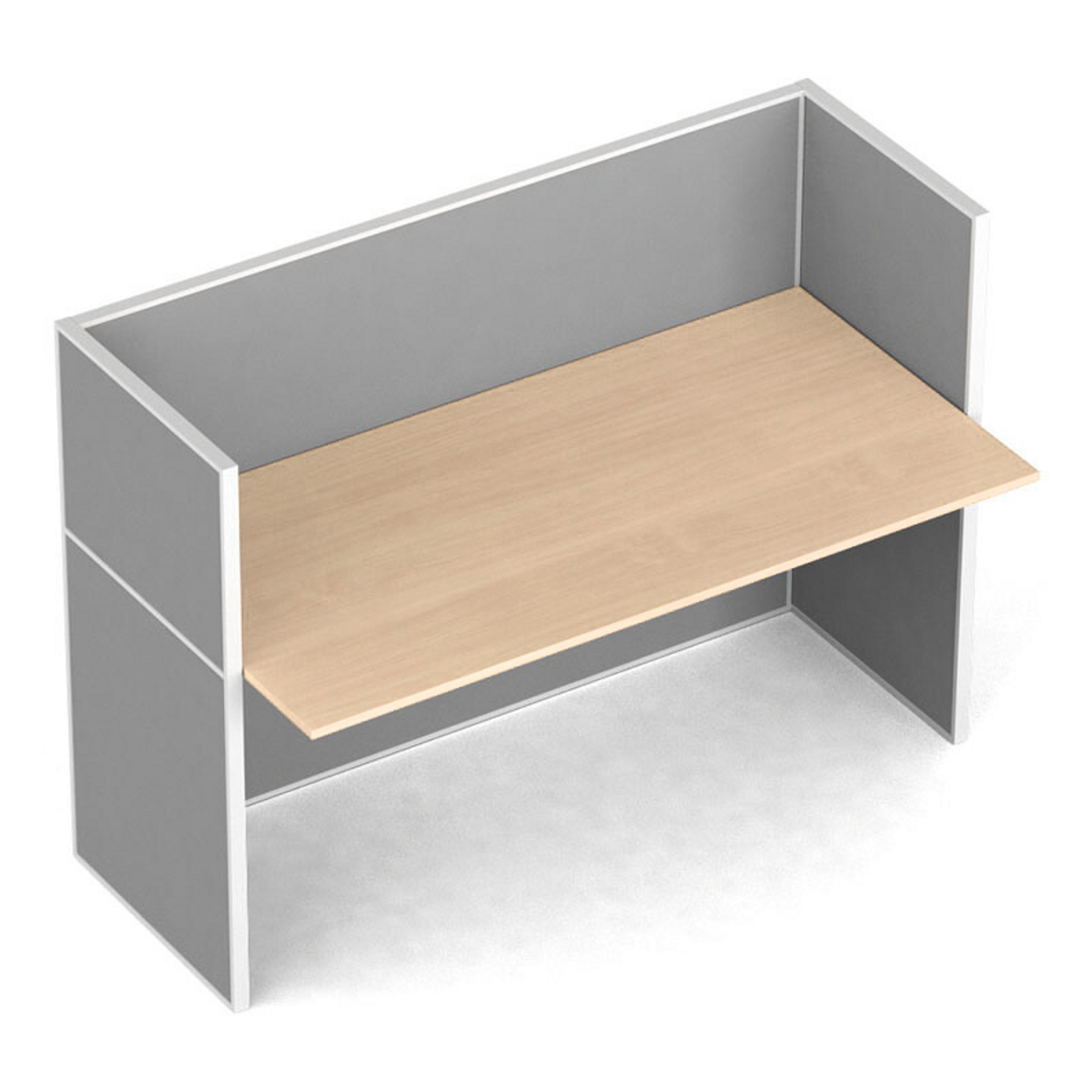 Tischtrennwand-Set mit Tisch, Textil, 1 Platz, grau/Birke