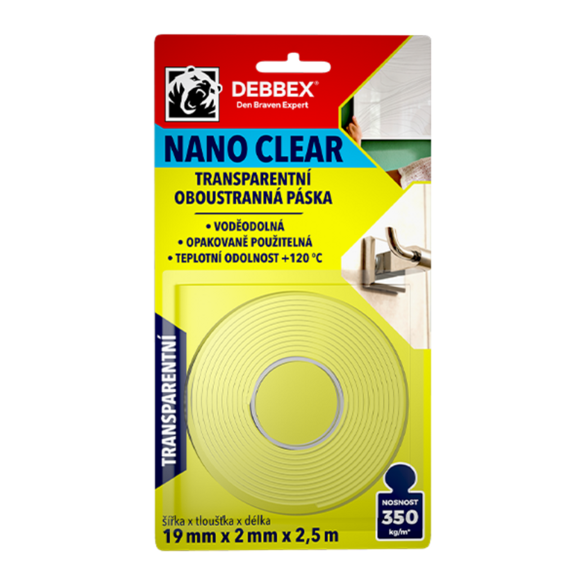 Transparentní oboustranná páska | NANO CLEAR, 19 x 2 mm