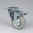 Transport-Lenkrolle mit Feststeller, 100 mm, grauer Gummi