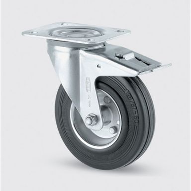 Transportní kolečko TENTE 100 mm, otočné s brzdou, černá guma