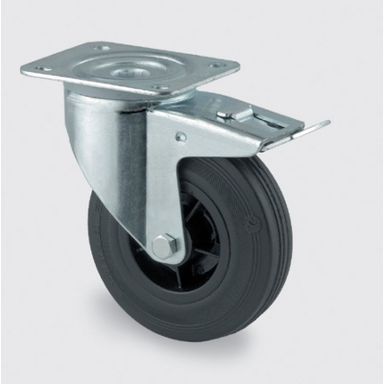 Transportní kolečko TENTE otočné s brzdou 100 mm, černá guma