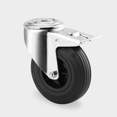 Transportní kolečko TENTE otočné s brzdou 125 mm, černá guma, středová díra