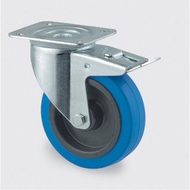 Transportní kolo TENTE s modrým běhounem, 100 mm, otočné s brzdou